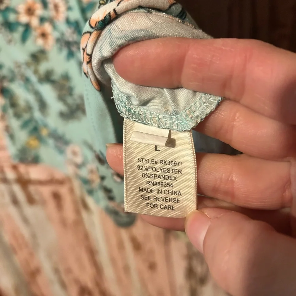 Ultra Flirt Mint Floral Hooded Tunic with Striped Sleeves